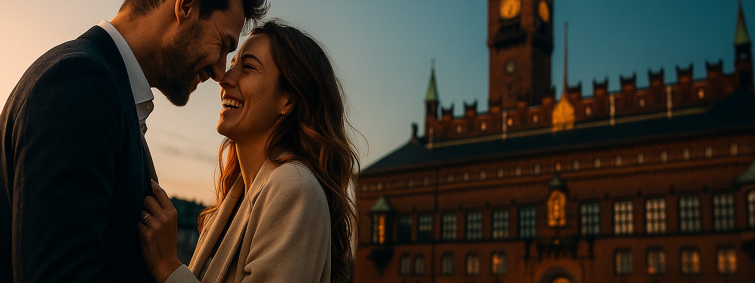 Panoramabild Kopenhagen – urbaner Hochzeitsmoment am Rathaus